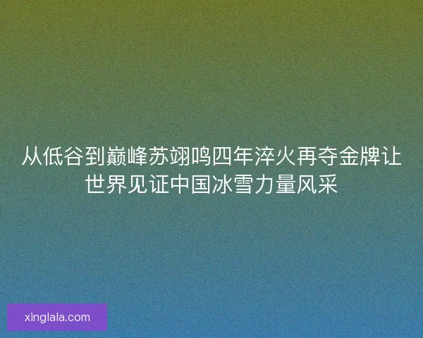 从低谷到巅峰苏翊鸣四年淬火再夺金牌让世界见证中国冰雪力量风采