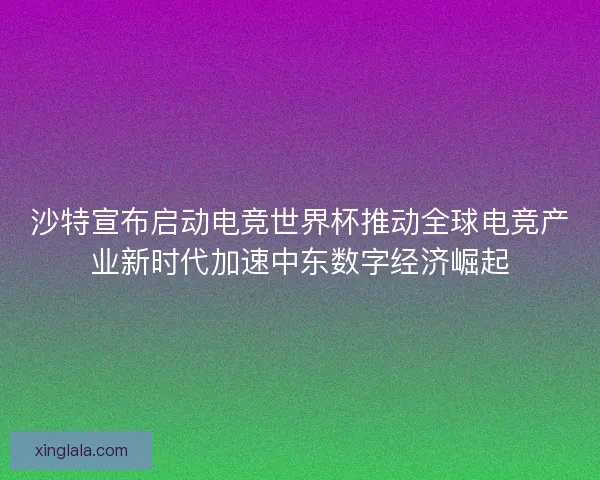 沙特宣布启动电竞世界杯推动全球电竞产业新时代加速中东数字经济崛起 沙特宣布启动电竞世界杯推动全球电竞产业新时代加速中东数字经济崛起