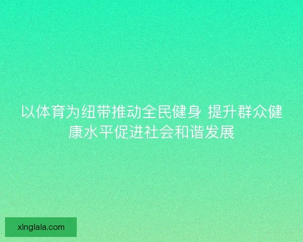 以体育为纽带推动全民健身 提升群众健康水平促进社会和谐发展