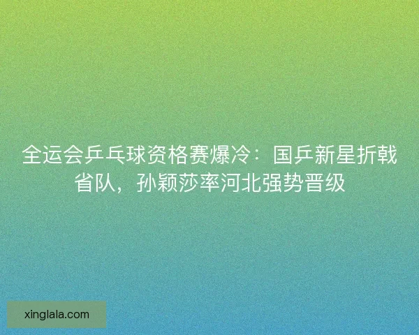 全运会乒乓球资格赛爆冷：国乒新星折戟省队，孙颖莎率河北强势晋级